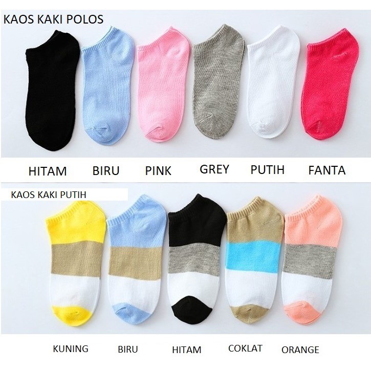 Swopply Kaos Kaki Ankle Polos Wanita KaosKaki Pendek Korea  Short Socks