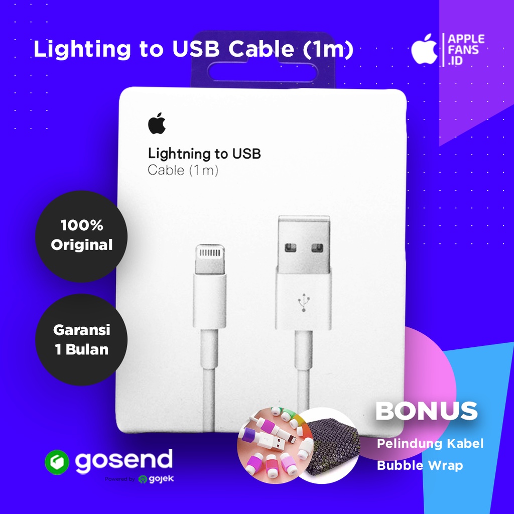 KABEL CHARGER IPHONE ORIGINAL 100% LIGHTING TO USB CABLE IPHONE  PLUS X 11 PROMAX