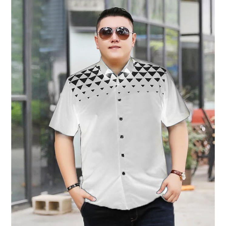 HipNop HEM TEDDI KEMEJA PRIA LENGAN PENDEK BIG SIZE HITAM PUTIH ATASAN PRIA JUMBO KEMEJA XXL XXXL