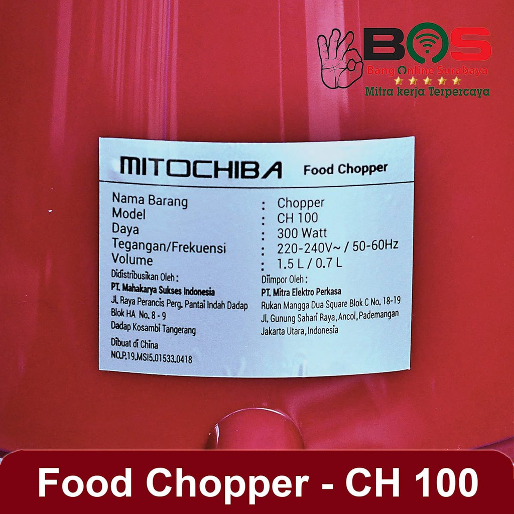 Mitochiba Food Chopper CH 100 Penghalus Daging Bumbu Blender CH-100