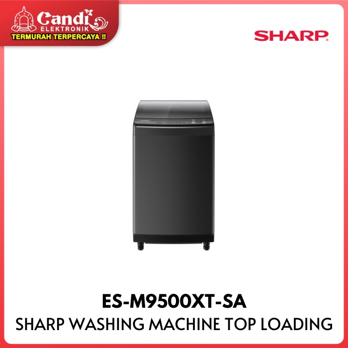 SHARP Mesin Cuci 1 Tabung  Top Loading Kapasitas 9,5 Kg ES-M9500XT-SA