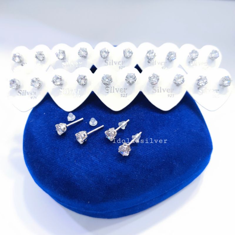 GIWANG PERAK ASLI SILVER 925 LAPIS EMAS PUTIH MODEL SOLITER / 1 PERMATA  MODEL DIAMOND - PERHIASAN PERAK WANITA