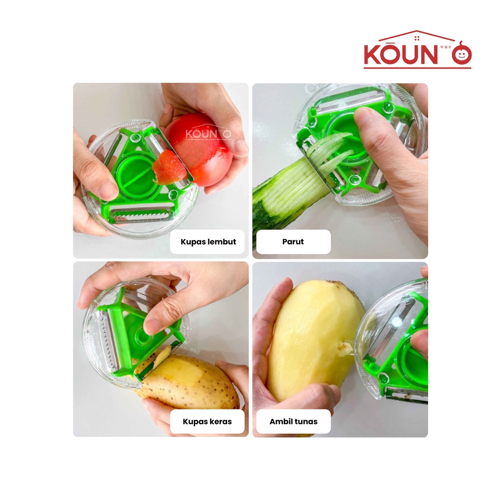 Pisau Pengupas Buah &amp; Sayur 3 in 1 Alat Kupas Kentang Pisau Dapur Stenlis Serbaguna Peeler Stainless