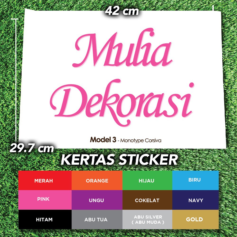 Custom 2 Kata Bahan Kertas Sticker Laser Paper Dekorasi DIY Lamaran Akad Nikah Tunangan Aqiqah Ultah