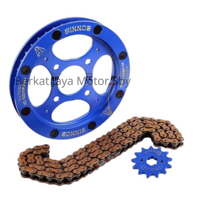 Gear Set Gir Rantai Motor Sinnob Color Colour Chain Gsx R-150 Blue Ayo Order