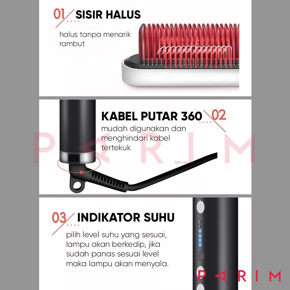 Catok Sisir Pelurus Rambut Hair Straightener Curler 2 in 1 catokan sisir listrik YK DESIGN YK-1621