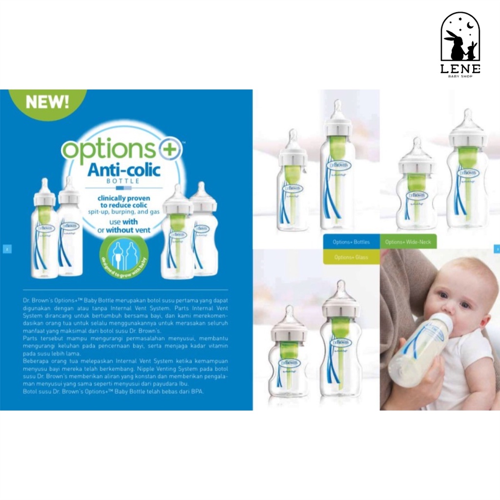 Dr. Brown's Narrow Neck Options+ Baby bottle - 1 Pack / Botol Susu DrBrown