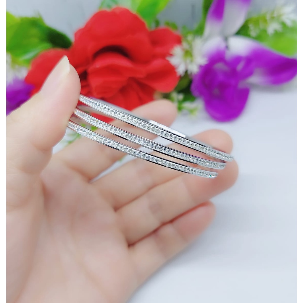 Gelang Titanium keroncong set 3 mata