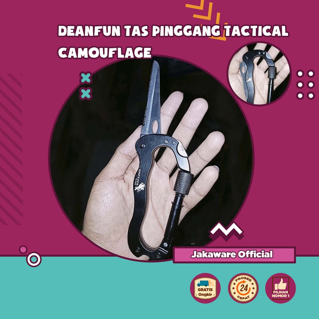 KARABINER PISAU LIPAT 5IN1 KNIFE SURVIVAL EDC ALAT PENGAIT MULTIFUNGSI OUTDOOR GUNUNG PEMBUKA BOTOL 