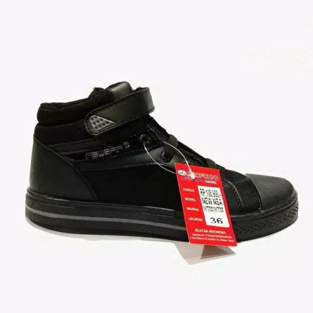 SEPATU SEKOLAH FULL HITAM NEW ERA ORIGINAL MODEL NBA SIZE 30 - 41