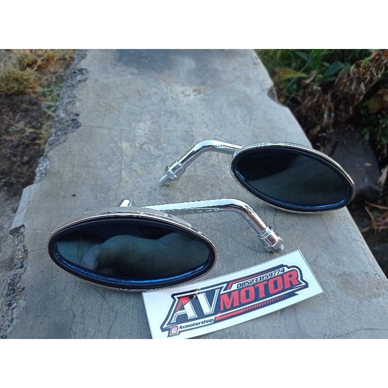 Kaca spion oval crome dayton besi crome kaca biru