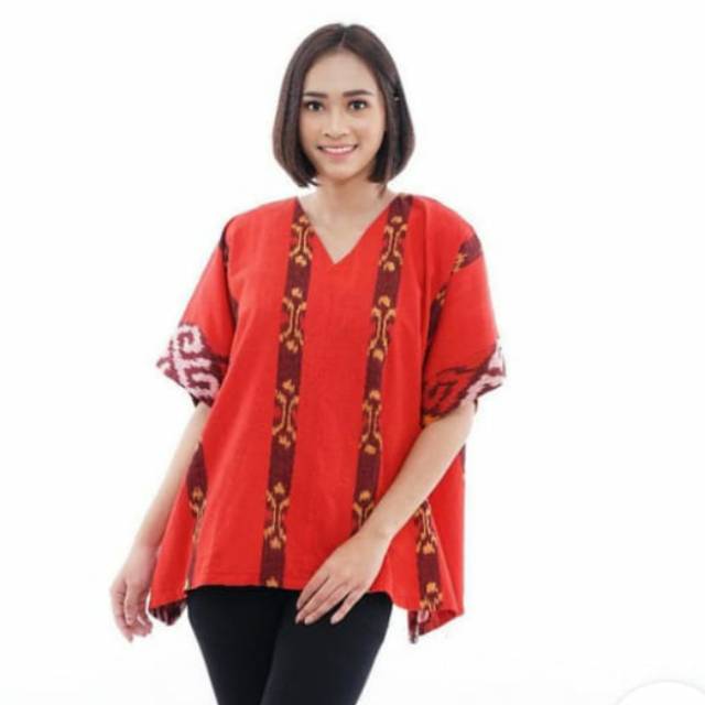 Blus tenun motof toraja red X1