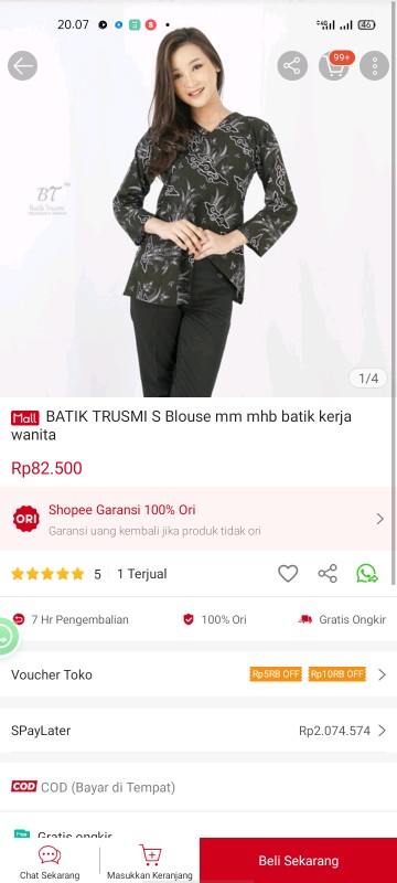 Batik Trusmi S Blouse Mm Mhb Batik Kerja Wanita