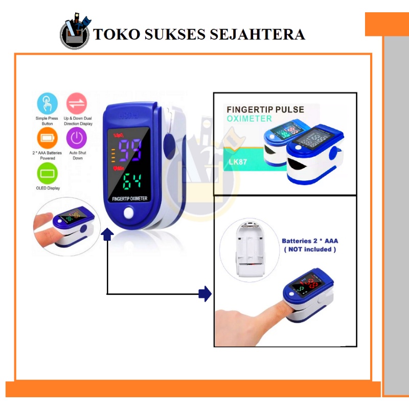 Oximeter Oxymeter LK87 LED Fingertip pulse oximeter SPO2 LCD Full Colour / Alat Ukur Oksigen Denyut