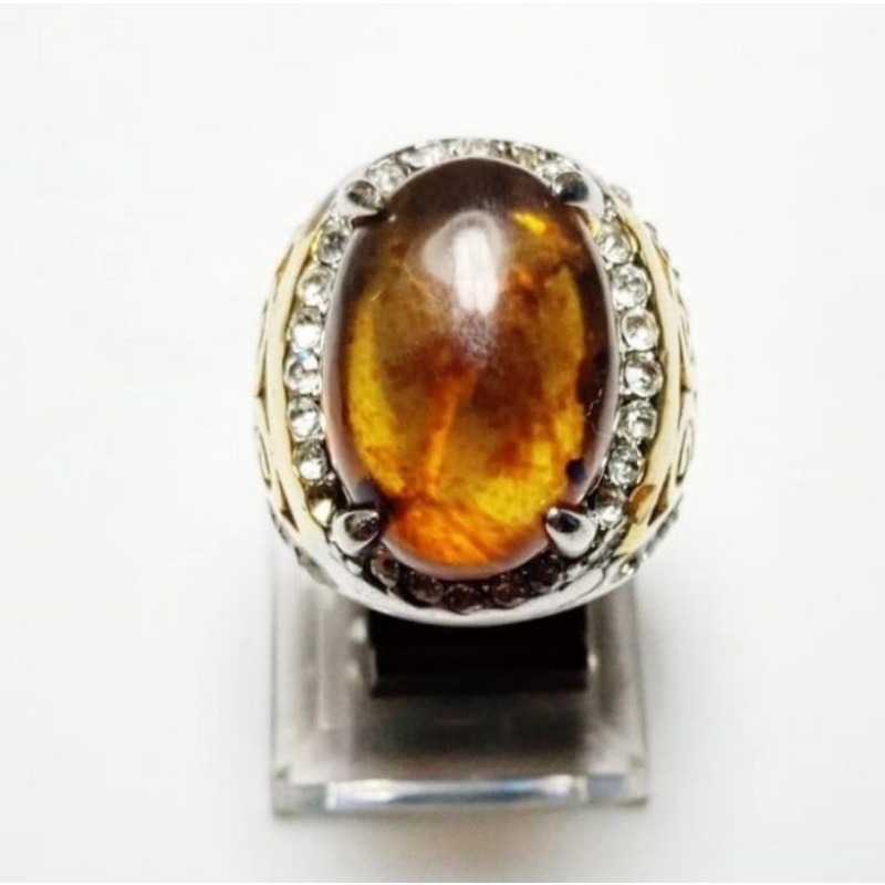 cincin batu getah katilayu amber merah natural