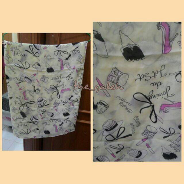 Jilbab Hijab Pashmina warna Kuning Gading Motif Bagus Murah