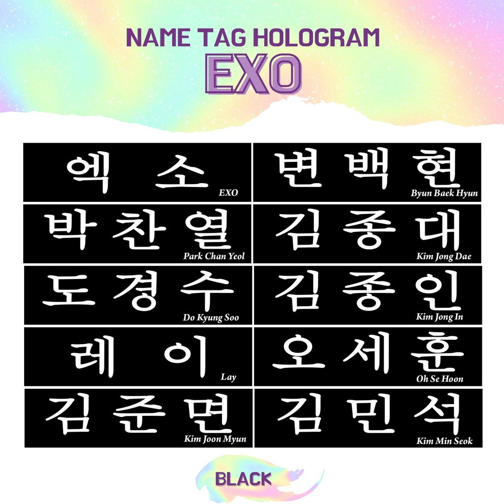 TRANSPARAN STIKER HOLOGRAM EXO NAMETAG (HARGA 2 PCS) NAME TAG TRANSPARANT STICKER NAMA KPOP IDOL KOREA PREMIUM MURAH UNOFFICIAL SUHO BAEKHYUN CHANYEOL DO KAI SEHUN XIUMIN LAY CHEN READY STOCK !