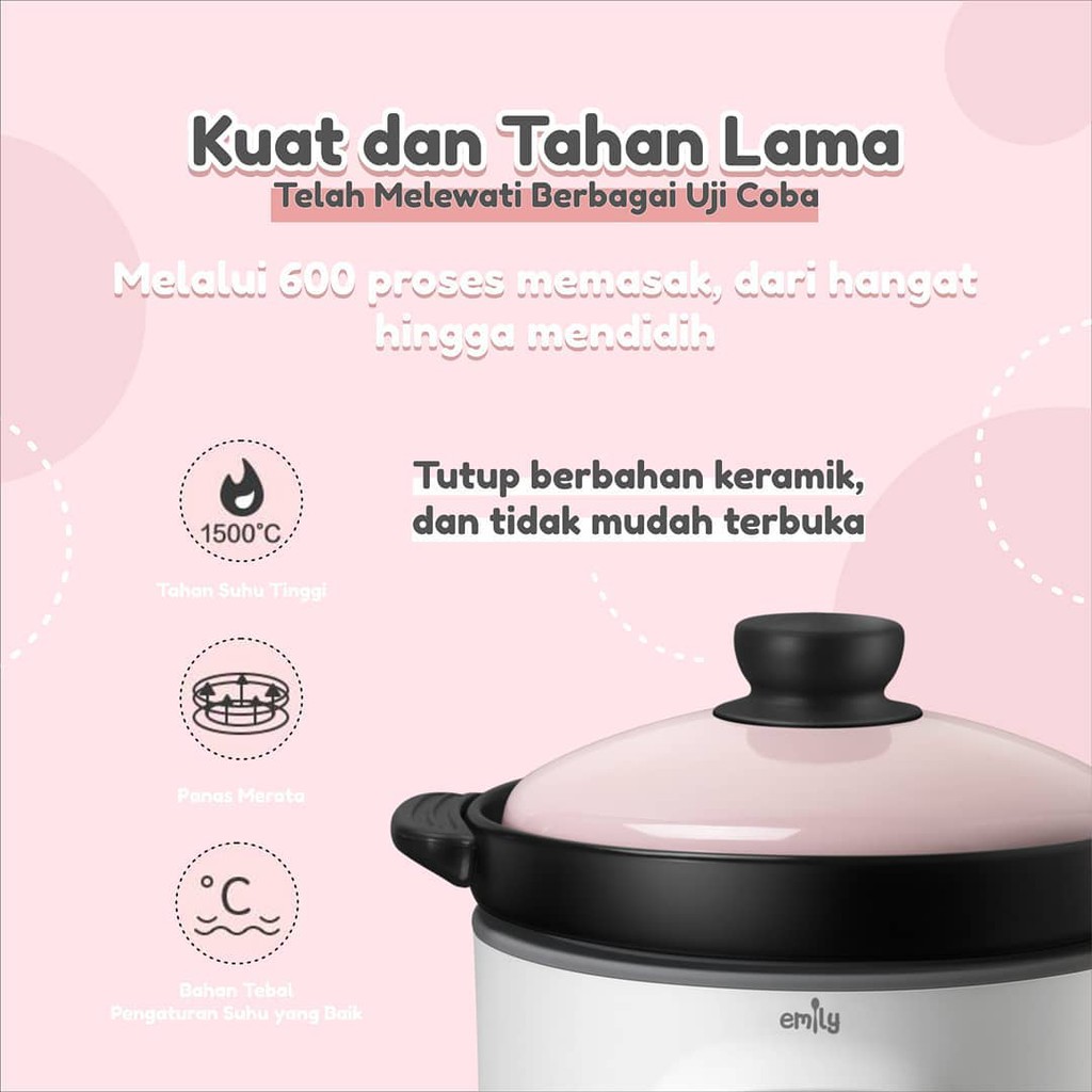 Emily Slow Cooker 2.8 Liter Alat Masak MPASI