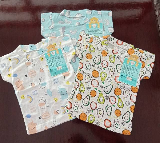 LIBBY 3 PCS OBLONG BAYI PENDEK MOTIF (0-3 BLN)