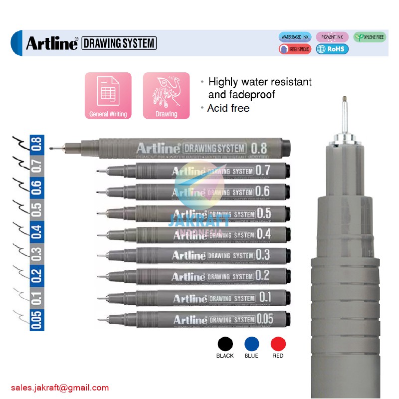 

(1 Pcs) Drawing System Pen ARTLINE Koleksi Ukuran Warna Lengkap Highly Water Resistant & Fadeproof
