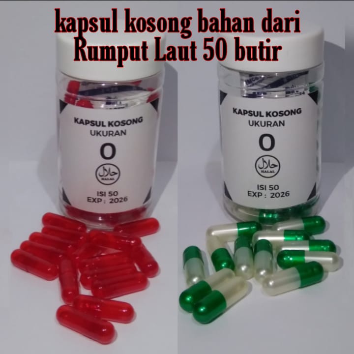 cangkang kapsul rumput laut / kapsul kosong rumput laut ukuran 0 halal vegetarian isi 50 kapsul