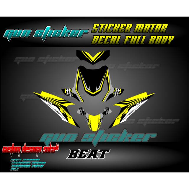 Decal custom beat karbu grafis kuning hitam