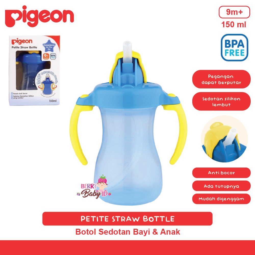 Pigeon Petite Straw Bottle Botol Minum Sedotan Bayi Anak BPA Free 9m+ Berry Mart