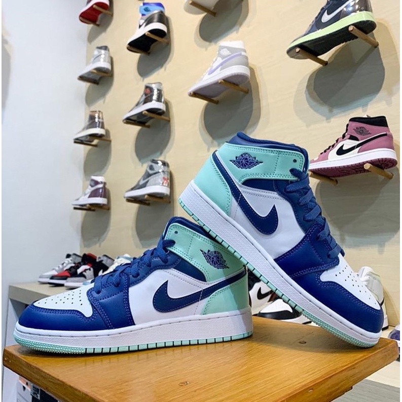 Air Jordan 1 Mid Blue Mint GS Original Resmi