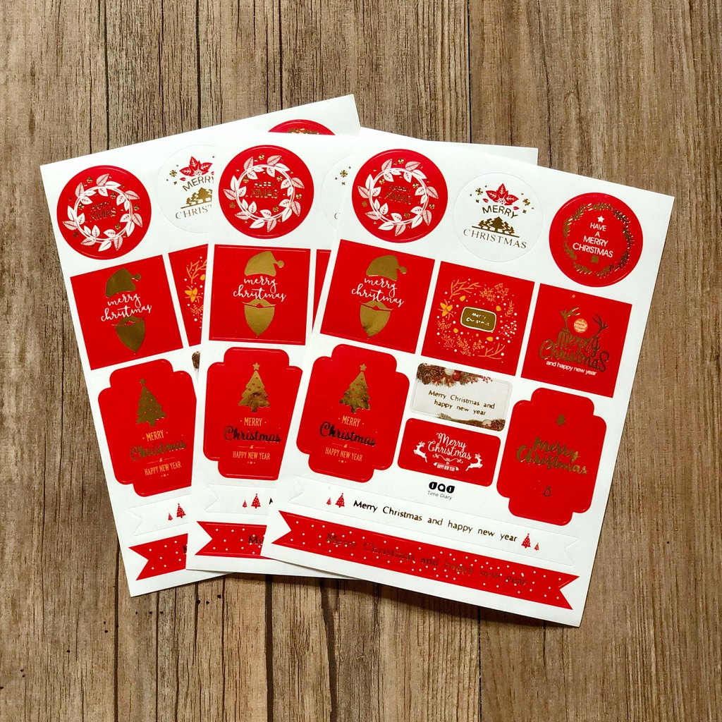 

Stiker Label Christmas Natal Merah