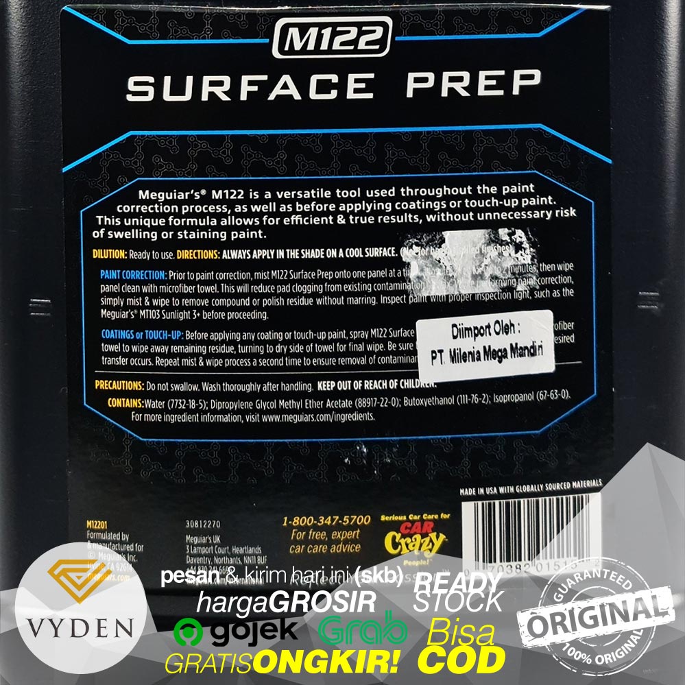 SD MEGUIARS Surface Prep M122 ECER Pembersih Sebelum Coating Bekas Minyak Kompon Poles MURAH