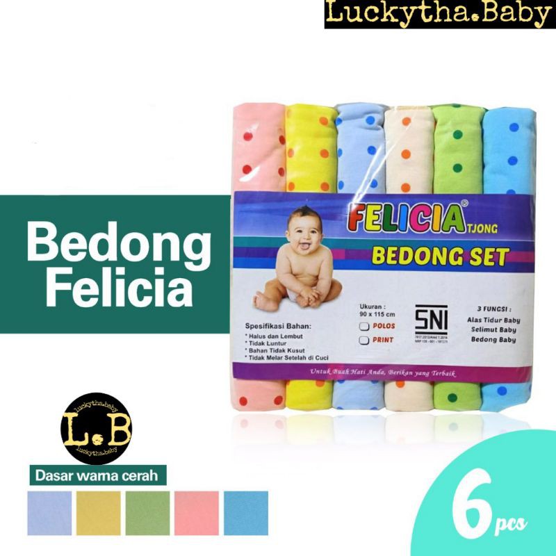 6PCS Bedongan bayi Felicia terbaru full print &amp; polkadot / kain bedong bahan kaos halus full print &amp; polkadot/ bedong Felicia terbaru