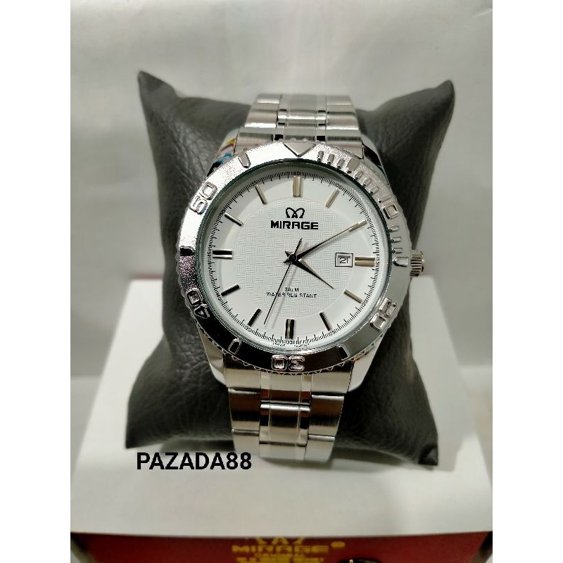MIRAGE 8186BRP-M/JAM TANGAN PRIA RANTAI STAINLESS STEEL WATER RESISTANT