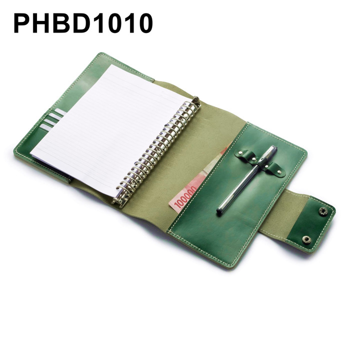 

binder kulit asli A5 agenda ring loose leaf warna hijau - PHBD1010