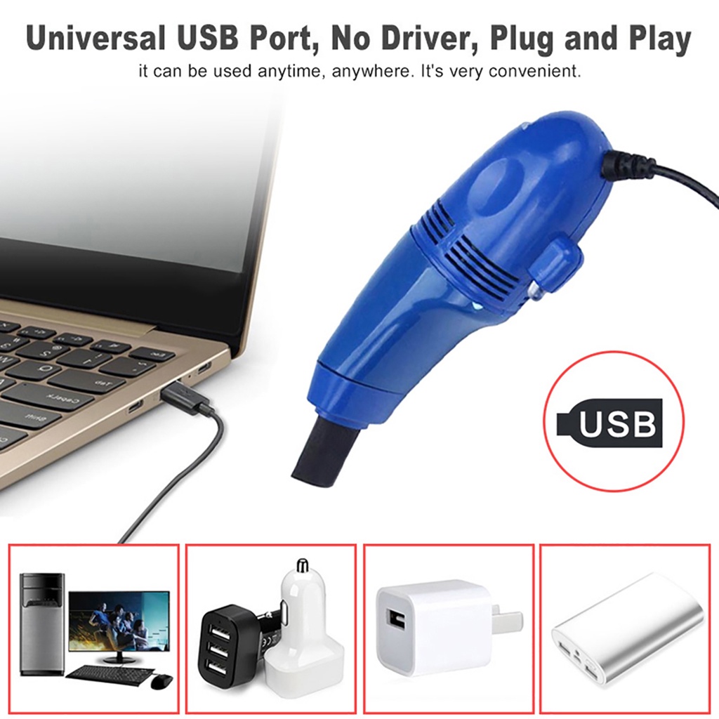 (Huluboy) Vacuum Cleaner USB Praktis 6 Warna Untuk Membersihkan Keyboard Laptop / Printer