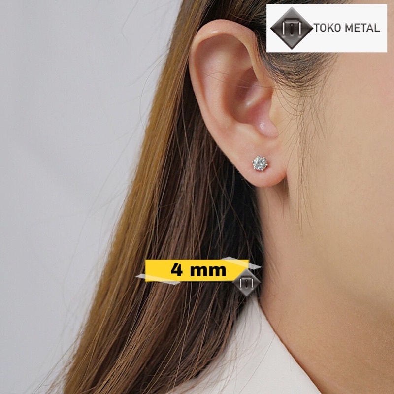 Anting Titanium Tusuk/ Stud Silver Dan Hitam [ Toko Metal ]