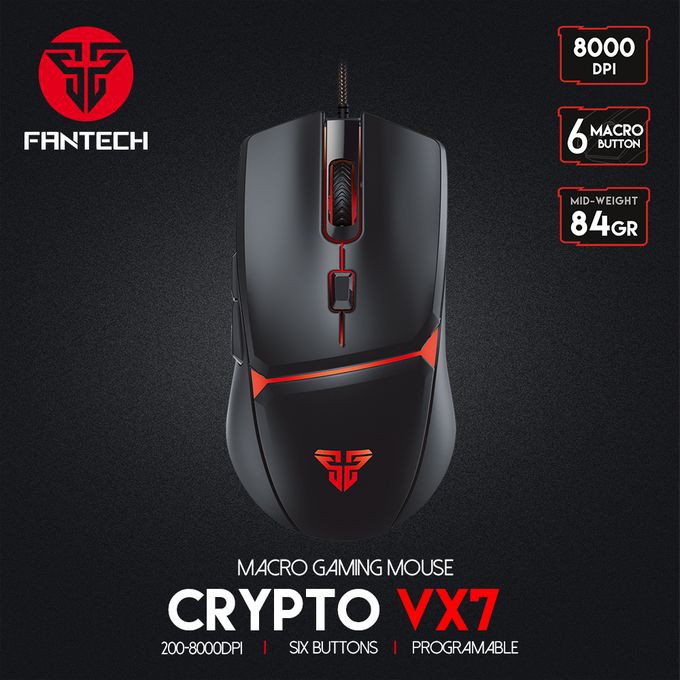 Fantech VX7 CRYPTO Mouse Game Gaming RGB Macro FPS 8000 DPI Pubg Fortnite Dota FF ML PB pc laptop