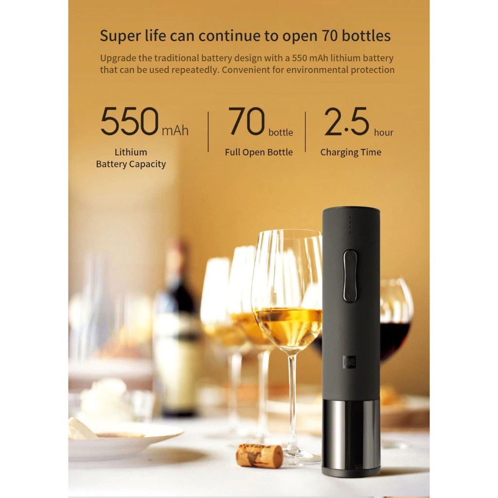 Huohou Automatic Wine Bottle Opener Pembuka Botol Elektrik
