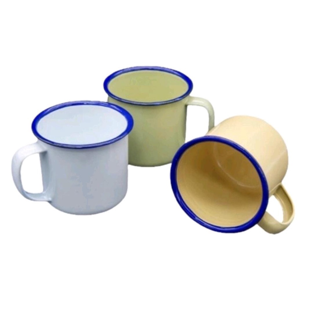 3 PCS CANGKIR ENAMEL POLOS 6 CM/MUG ENAMEL/CANGKIR SENG KALENG JADUL/GELAS SOUVERNIR /GELAS KALENG