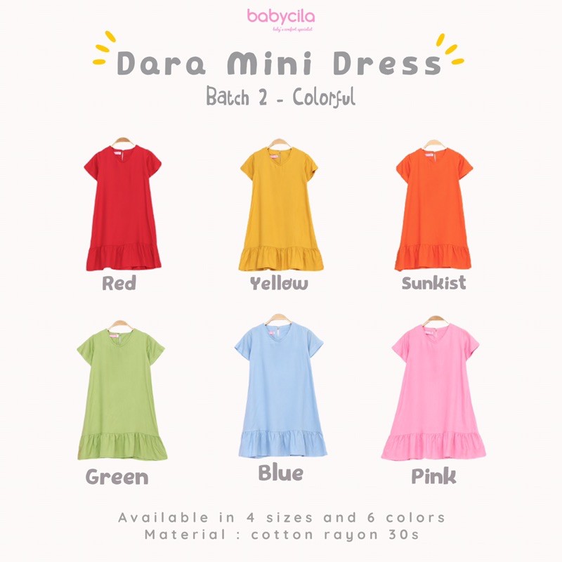 Babycila Daster Anak Rayon Dara Mini Dress Colorful 1-4th