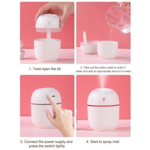 Diffuser Mini Humidifier USB Small Sprayer Air Purifier LED Ruangan Pewangi Oil Burner Aroma Ruang