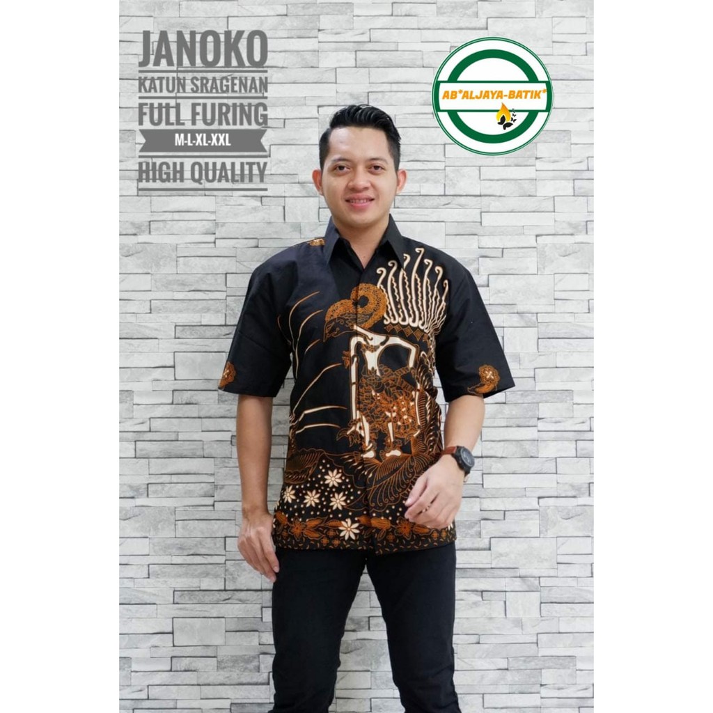 JANOKO Baju Kemeja Batik Pria Solo Premium Modern Lengan Pendek Katun FULL FURING Aljaya Perwira Mahesa Hanung Jayanegara Kencono ungu suket segoro peksi seling batik keris solo asli mahogra arieswara