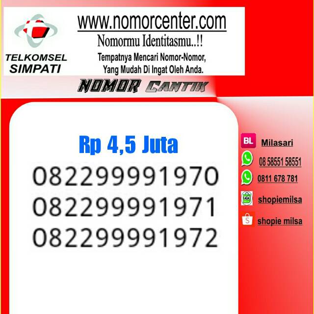 Nomor Cantik Simpati Seri Tahun 1970/1971/1972 _08229991972 terbaik rapih #NC2 276