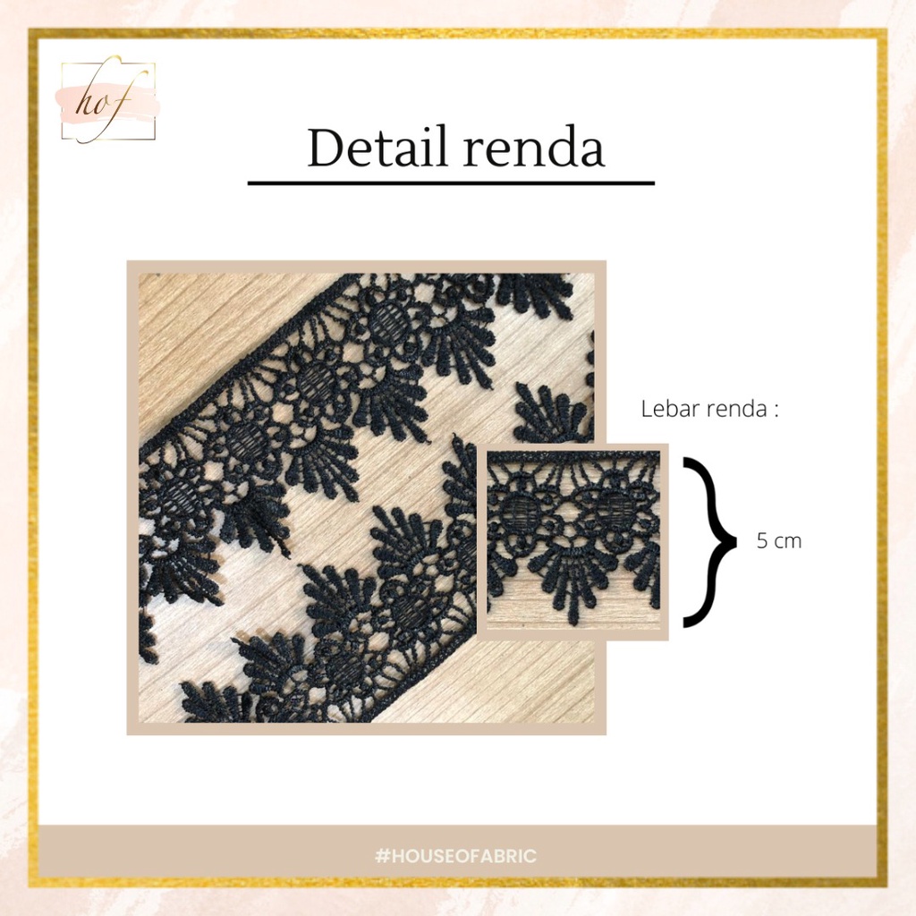 Renda MATAHARI lebar 5cm renda Giper / Gyper / Ziper / Bordir ecer meteran