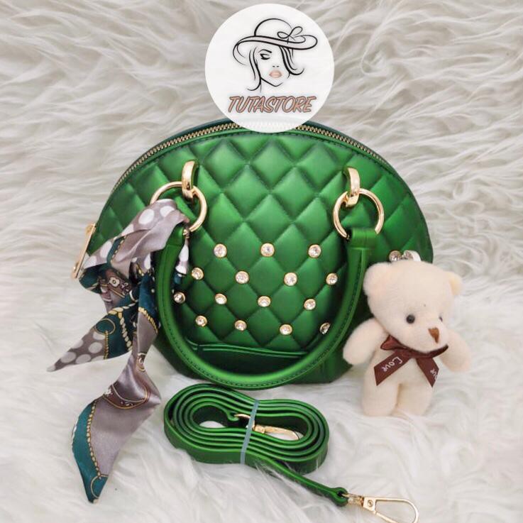 TAS IMPORT JAKARTA JELLY MATTE KERANG DIAMOND KD24D FREE BONEKA DAN SYAL