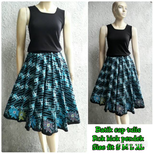 Rok batik klok pendek parang biru