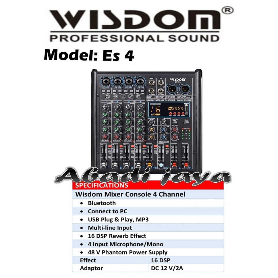 mixer wisdom es 4 wisdom es4 4 channel original garansi resmi