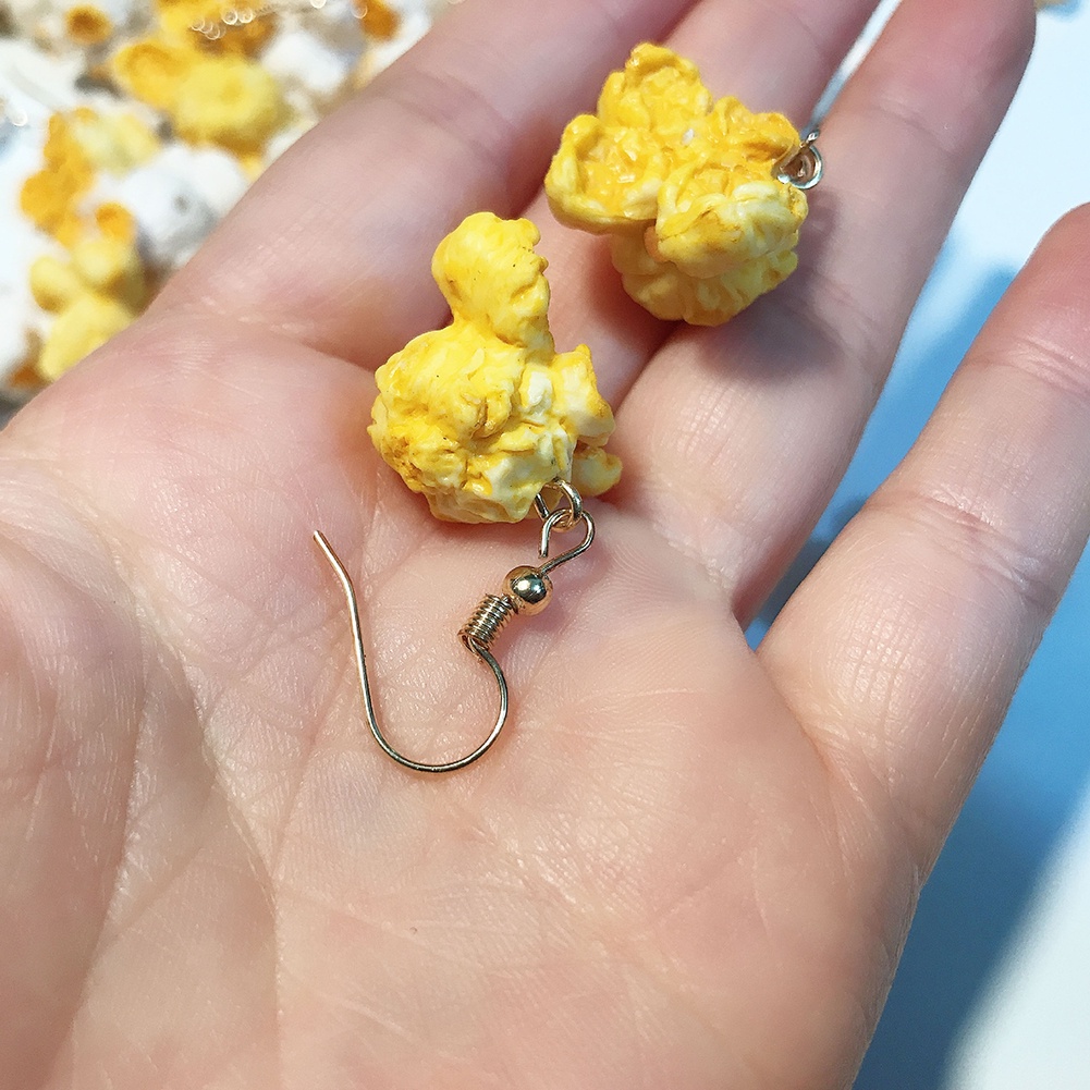 Hu Hu Hu Hu Hu Alat Bantu Pasang Kacamata♡ Anting Kait Gantung Wanita Desain Popcorn Lucu Untuk Pestaclubhadiah