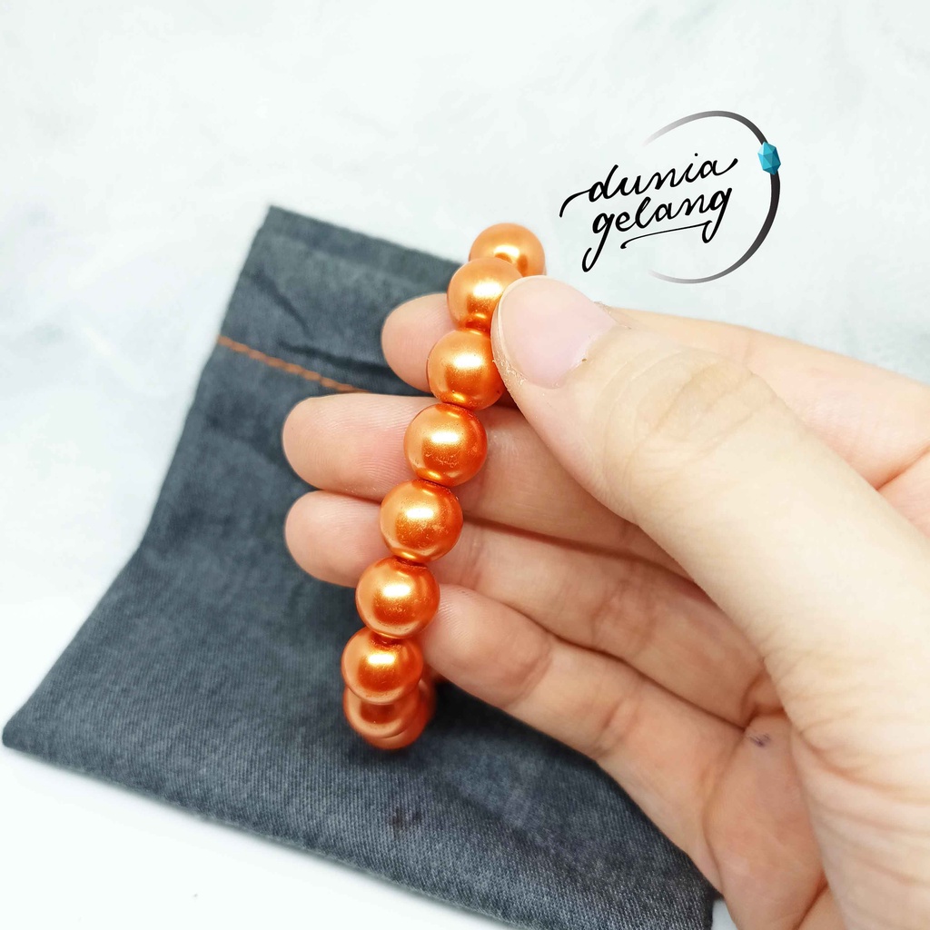 GELANG BATU ORANGE OREN POLOS GIOK GIMITRI LOKAI TALI KARET / GELANG PRIA WANITA COWOK CEWEK COUPLE ANAK ANTI KARAT ALL SIZE GL / DUNIAGELANG.ID