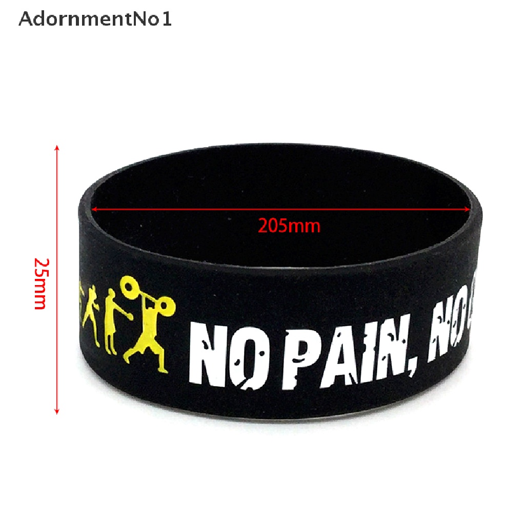 (AdornmentNo1) Gelang Tangan Silikon Motif NO PAIN NO GAIN Untuk Pria / Basket / Outdoor