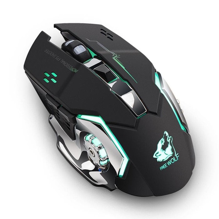 MOUSE GAMING WIRELESS T-WOLF X8 RECHARGEABLE BREATHING LED LIGHT Q13 BLACK